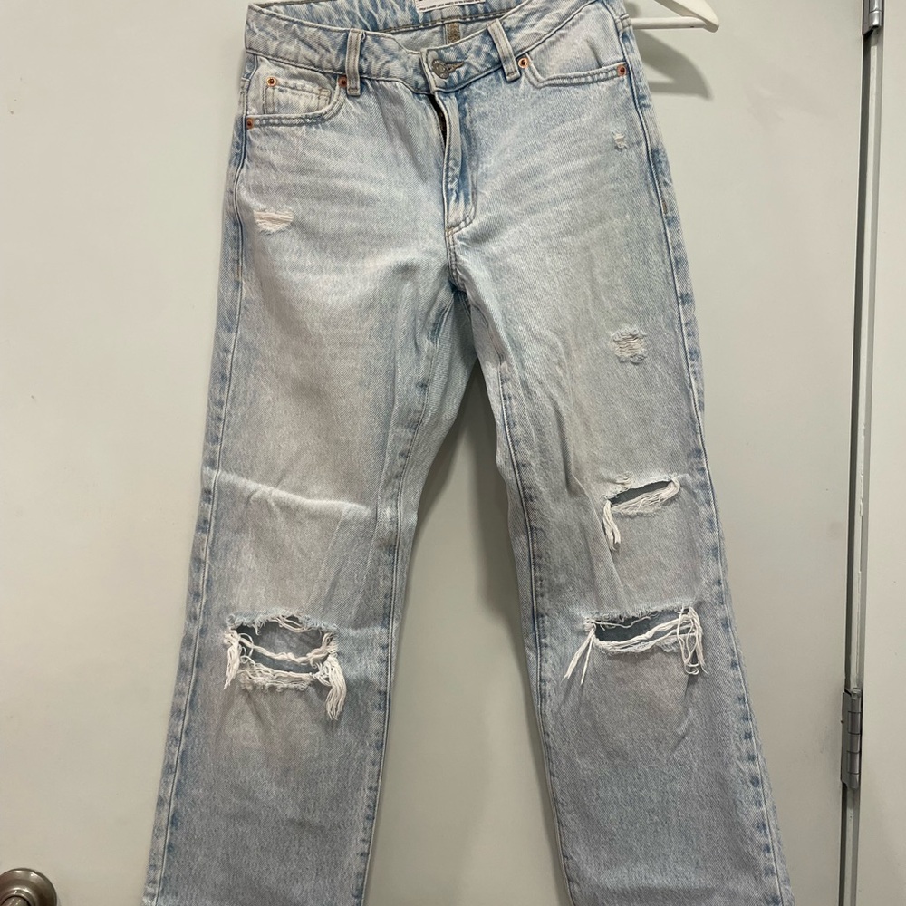 Women's Straight Leg Jeans - Light Blue
